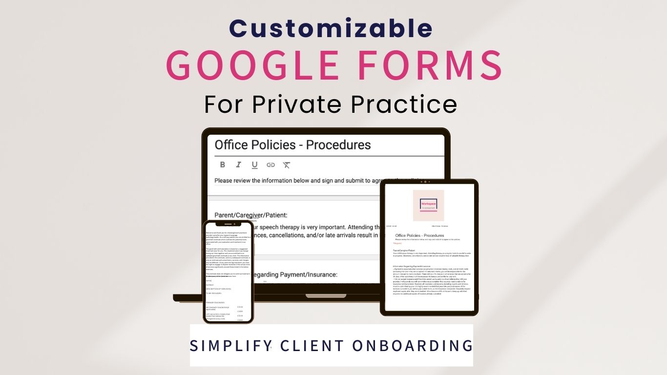 Google forms for client intakes